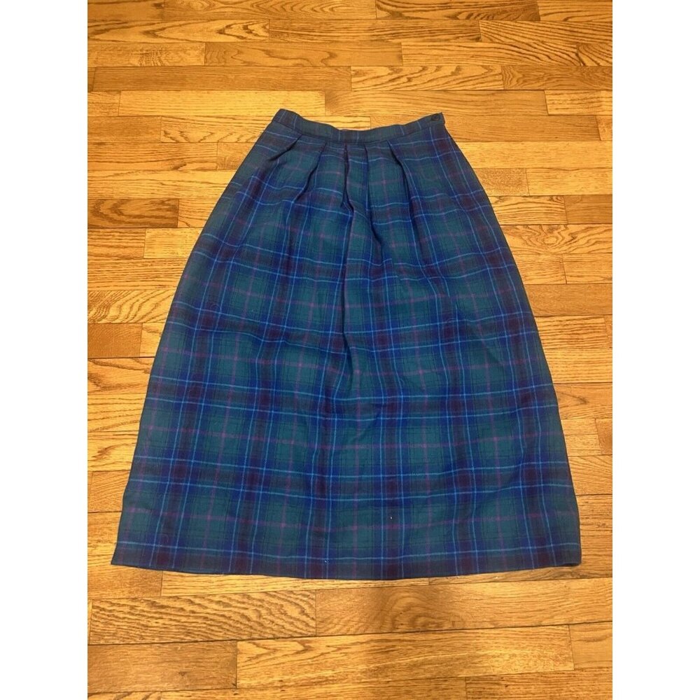 VTG Pendleton Plaid Tartan Skirt NO SIZE TAG Wool Midi Pleated Preppy Academia